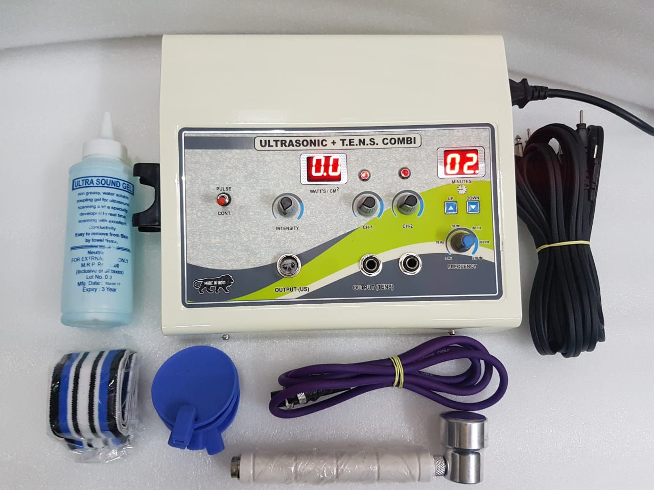 Manual 2-Channel TENS + Ultrasound Electrotherapy Machine