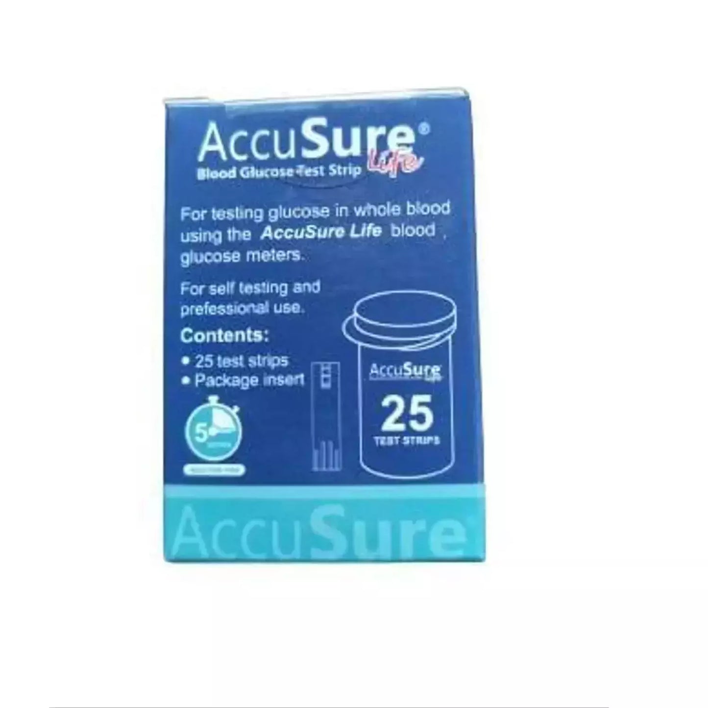 AccuSure Life Glucometer with 25 Test Strips – Accurate Blood Sugar Monitoring at Home
