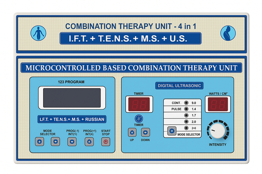 4-in-1 Electrotherapy Machine (LCD) – IFT, TENS, Muscle Stimulator & Ultrasound Therapy