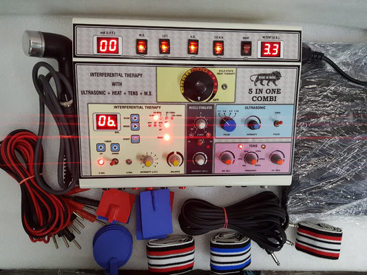5-in-1 Electrotherapy Machine (Manual) – IFT, TENS, Deep Heat, MS, Ultrasound