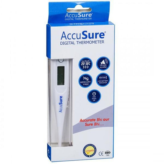 AccuSure MT-1027 Mercury-Free Digital Thermometer Transparent Storage Case White