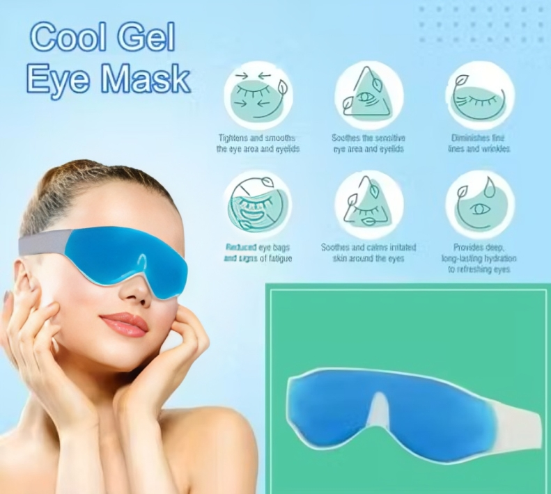 Cooling Gel Eye Mask – Soothing Relief for Tired Eyes & Puffy Skin For Men & Women - Light Blue