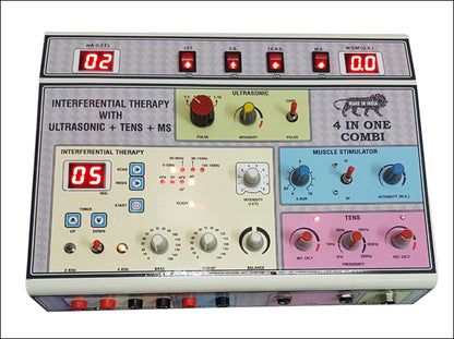 4-in-1 Electrotherapy Machine (Manual) – IFT, TENS, Muscle Stimulator & Ultrasound Therapy
